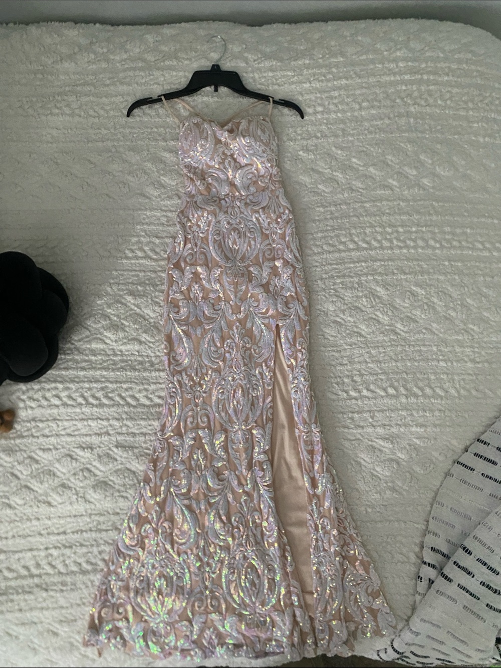 Windsor Sequin Embellished Strapless Dress in Blush